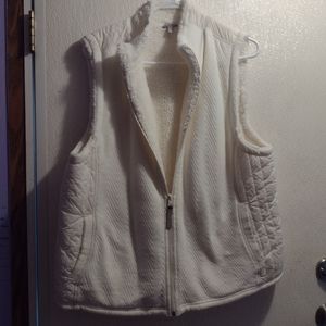 Talbot's XL White Sleeveless Zippered Vest with Fuzzy Lining